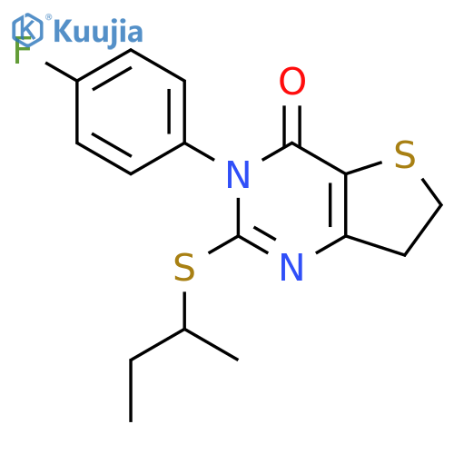 2-(butan-2-ylsulfanyl)-3-(4-fluorophenyl)-3H,4H,6H,7H-thieno3,2-dpyrimidin-4-one structure