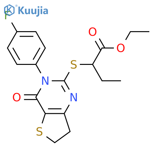 ethyl 2-{3-(4-fluorophenyl)-4-oxo-3H,4H,6H,7H-thieno3,2-dpyrimidin-2-ylsulfanyl}butanoate structure
