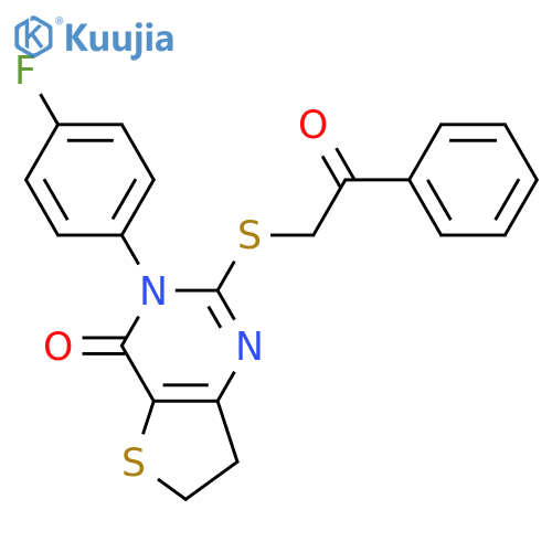 3-(4-fluorophenyl)-2-[(2-oxo-2-phenylethyl)sulfanyl]-3H,4H,6H,7H-thieno[3,2-d]pyrimidin-4-one structure