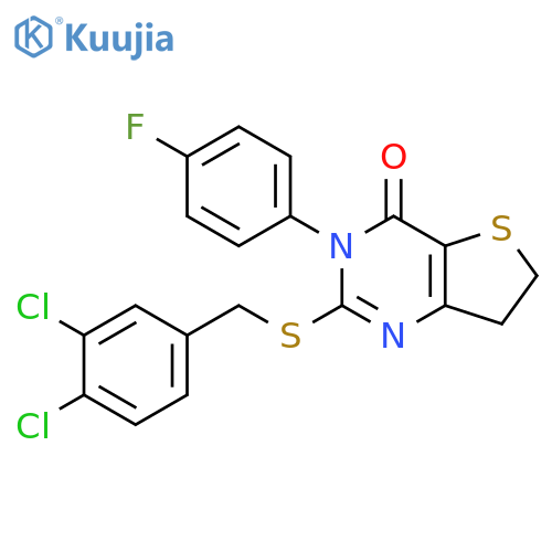 2-{[(3,4-dichlorophenyl)methyl]sulfanyl}-3-(4-fluorophenyl)-3H,4H,6H,7H-thieno[3,2-d]pyrimidin-4-one structure