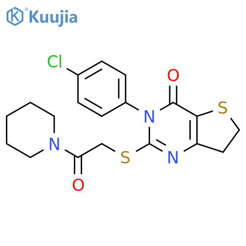3-(4-chlorophenyl)-2-{2-oxo-2-(piperidin-1-yl)ethylsulfanyl}-3H,4H,6H,7H-thieno3,2-dpyrimidin-4-one structure