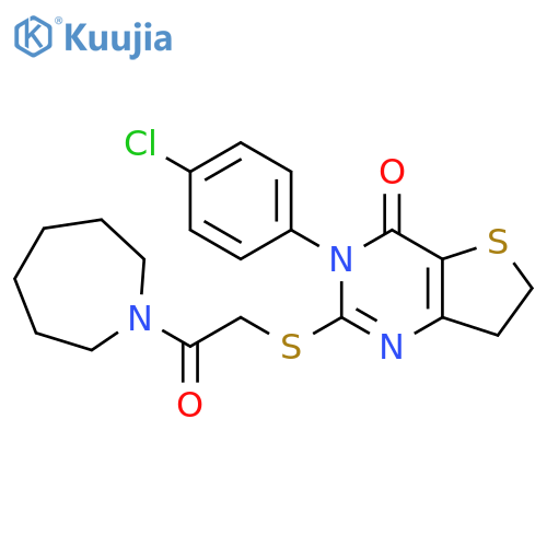 2-{[2-(azepan-1-yl)-2-oxoethyl]sulfanyl}-3-(4-chlorophenyl)-3H,4H,6H,7H-thieno[3,2-d]pyrimidin-4-one structure