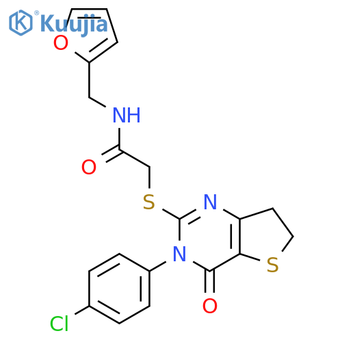 2-{[3-(4-chlorophenyl)-4-oxo-3H,4H,6H,7H-thieno[3,2-d]pyrimidin-2-yl]sulfanyl}-N-[(furan-2-yl)methyl]acetamide structure