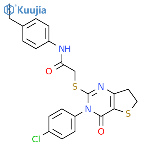 2-{3-(4-chlorophenyl)-4-oxo-3H,4H,6H,7H-thieno3,2-dpyrimidin-2-ylsulfanyl}-N-(4-ethylphenyl)acetamide structure
