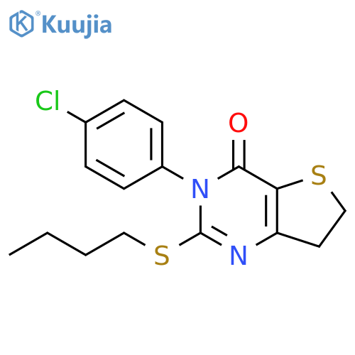 2-(butylsulfanyl)-3-(4-chlorophenyl)-3H,4H,6H,7H-thieno[3,2-d]pyrimidin-4-one structure