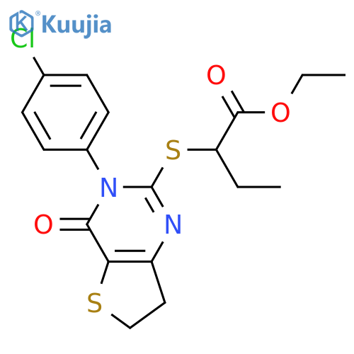 ethyl 2-{3-(4-chlorophenyl)-4-oxo-3H,4H,6H,7H-thieno3,2-dpyrimidin-2-ylsulfanyl}butanoate structure