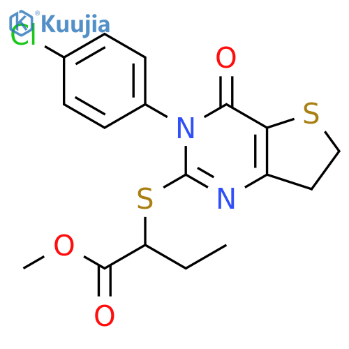 methyl 2-{3-(4-chlorophenyl)-4-oxo-3H,4H,6H,7H-thieno3,2-dpyrimidin-2-ylsulfanyl}butanoate structure