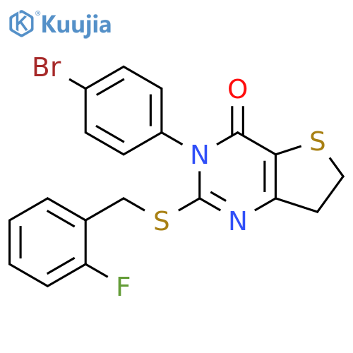 3-(4-bromophenyl)-2-{(2-fluorophenyl)methylsulfanyl}-3H,4H,6H,7H-thieno3,2-dpyrimidin-4-one structure
