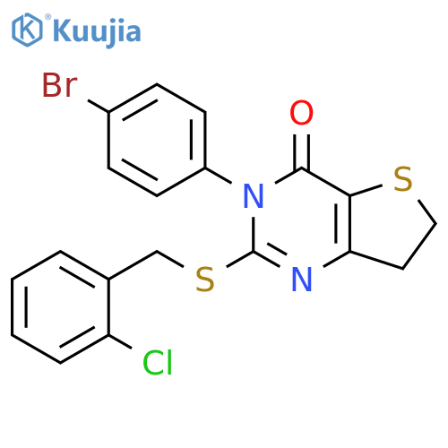 3-(4-bromophenyl)-2-{(2-chlorophenyl)methylsulfanyl}-3H,4H,6H,7H-thieno3,2-dpyrimidin-4-one structure