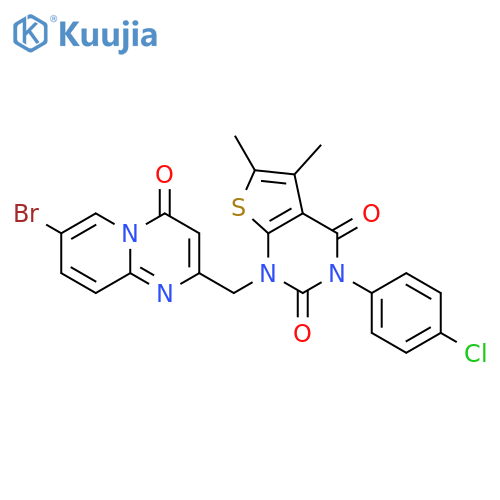 1-({7-bromo-4-oxo-4H-pyrido1,2-apyrimidin-2-yl}methyl)-3-(4-chlorophenyl)-5,6-dimethyl-1H,2H,3H,4H-thieno2,3-dpyrimidine-2,4-dione structure