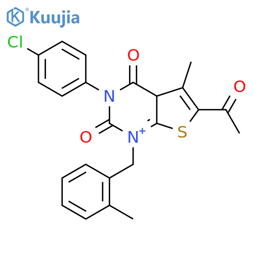6-acetyl-3-(4-chlorophenyl)-5-methyl-1-(2-methylphenyl)methyl-1H,2H,3H,4H-thieno2,3-dpyrimidine-2,4-dione structure