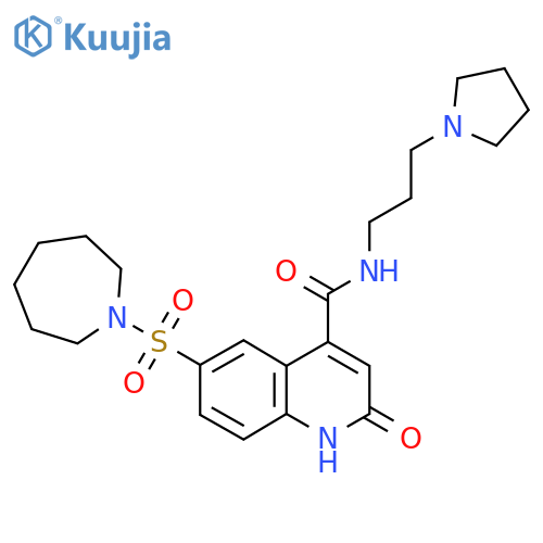 6-(azepane-1-sulfonyl)-2-oxo-N-3-(pyrrolidin-1-yl)propyl-1,2-dihydroquinoline-4-carboxamide structure