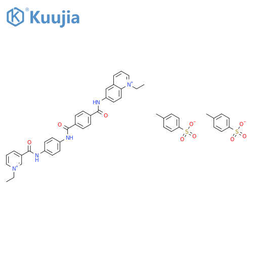 1-ethyl-6-[({4-[(4-{[(1-ethylpyridinium-3-yl)carbonyl]amino}phenyl)carbamoyl]phenyl}carbonyl)amino]quinolinium bis(4-methylbenzenesulfonate) structure