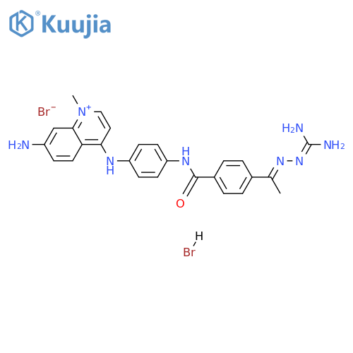 Quinolinium,7-amino-4-[[4-[[4-[1-[2-(aminoiminomethyl)hydrazinylidene]ethyl]benzoyl]amino]phenyl]amino]-1-methyl-,bromide, hydrobromide (1:1:1) structure