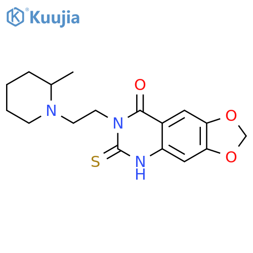 7-2-(2-methylpiperidin-1-yl)ethyl-6-sulfanylidene-2H,5H,6H,7H,8H-1,3dioxolo4,5-gquinazolin-8-one structure