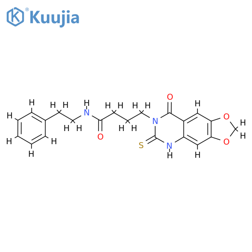 4-{8-oxo-6-sulfanylidene-2H,5H,6H,7H,8H-1,3dioxolo4,5-gquinazolin-7-yl}-N-(2-phenylethyl)butanamide structure