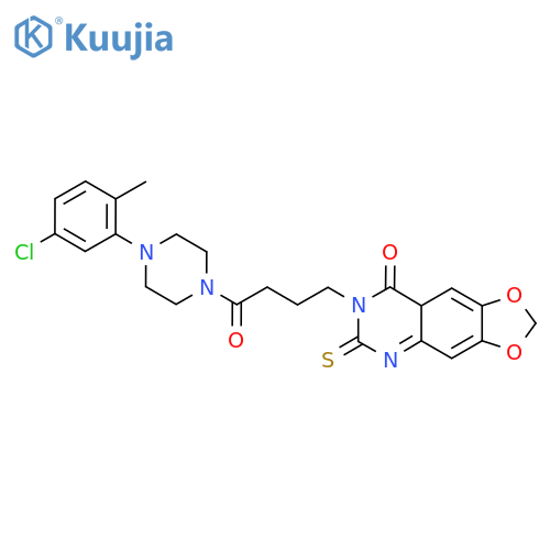 7-{4-[4-(5-chloro-2-methylphenyl)piperazin-1-yl]-4-oxobutyl}-6-sulfanylidene-2H,5H,6H,7H,8H-[1,3]dioxolo[4,5-g]quinazolin-8-one structure