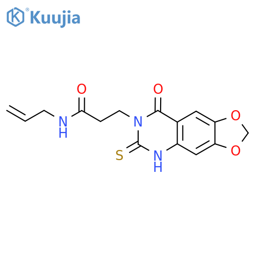 3-{8-oxo-6-sulfanylidene-2H,5H,6H,7H,8H-1,3dioxolo4,5-gquinazolin-7-yl}-N-(prop-2-en-1-yl)propanamide structure
