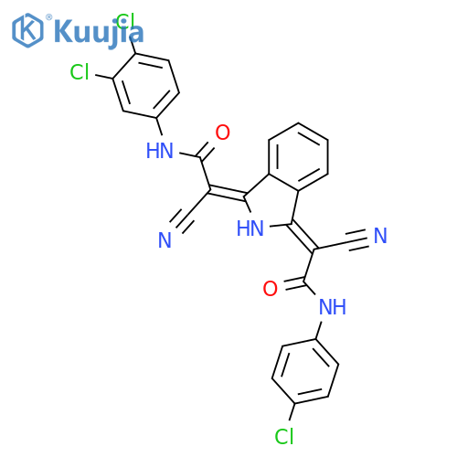 [3-[2-[(4-chlorophenyl)amino]-1-cyano-2-oxoethylidene]-2,3-dihydro-1H-isoindol-1-ylidene]-2-cyano-N-(3,4-dichlorophenyl)acetamide structure