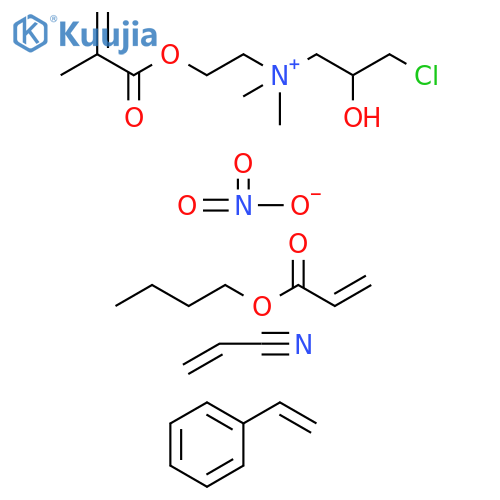 1-Propanaminium,3-chloro-2-hydroxy-N,N-dimethyl-N-[2-[(2-methyl-1-oxo-2-propenyl)oxy]ethyl]-,nitrate,polymerwithbutyl2-propenoate,ethenylbenzeneand2-propenenitrile structure