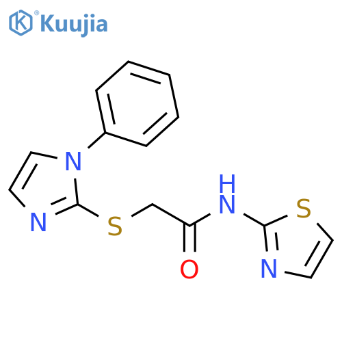 2-(1-phenyl-1H-imidazol-2-yl)sulfanyl-N-(1,3-thiazol-2-yl)acetamide structure