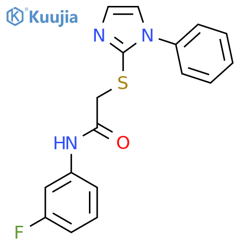 N-(3-fluorophenyl)-2-(1-phenyl-1H-imidazol-2-yl)sulfanylacetamide structure