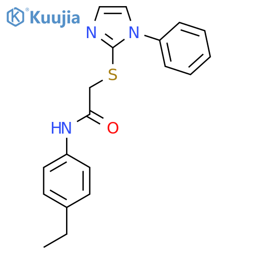 N-(4-ethylphenyl)-2-(1-phenyl-1H-imidazol-2-yl)sulfanylacetamide structure