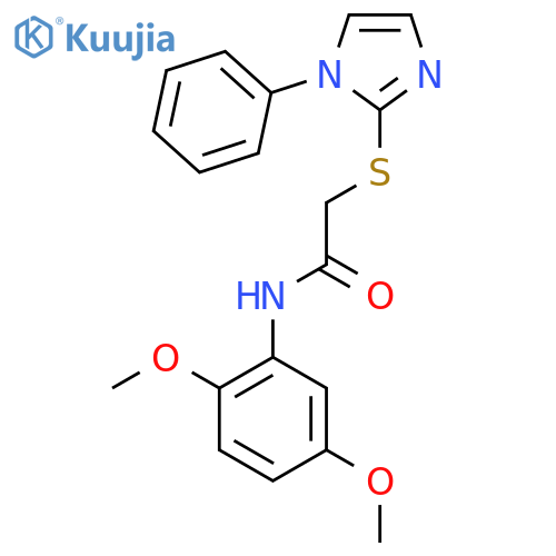 N-(2,5-dimethoxyphenyl)-2-(1-phenyl-1H-imidazol-2-yl)sulfanylacetamide structure
