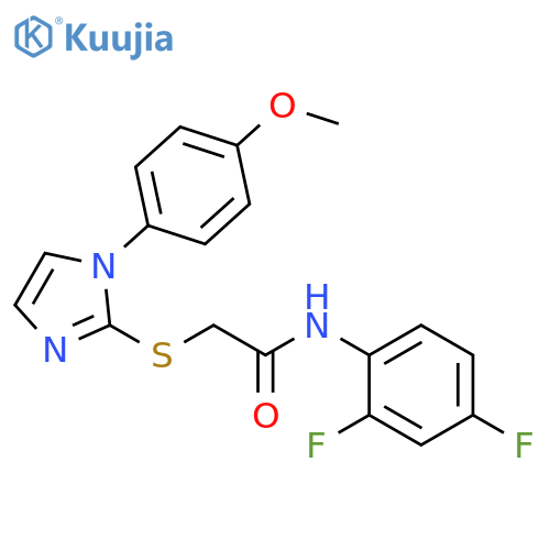 N-(2,4-difluorophenyl)-2-{1-(4-methoxyphenyl)-1H-imidazol-2-ylsulfanyl}acetamide structure