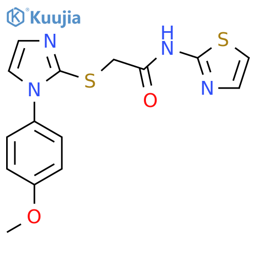2-{1-(4-methoxyphenyl)-1H-imidazol-2-ylsulfanyl}-N-(1,3-thiazol-2-yl)acetamide structure