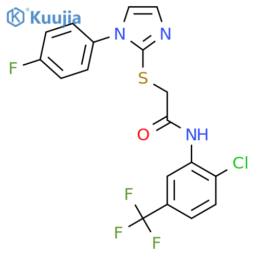 N-2-chloro-5-(trifluoromethyl)phenyl-2-{1-(4-fluorophenyl)-1H-imidazol-2-ylsulfanyl}acetamide structure