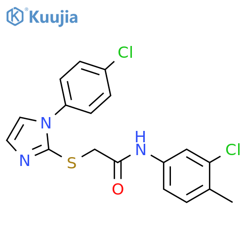 N-(3-chloro-4-methylphenyl)-2-{1-(4-chlorophenyl)-1H-imidazol-2-ylsulfanyl}acetamide structure