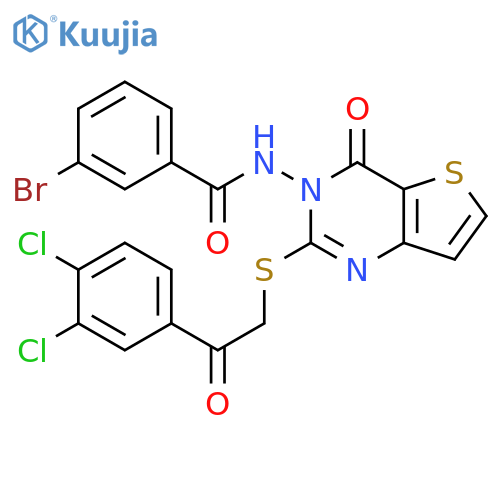 Benzamide,3-bromo-N-[2-[[2-(3,4-dichlorophenyl)-2-oxoethyl]thio]-4-oxothieno[3,2-d]pyrimidin-3(4H)-yl]- structure