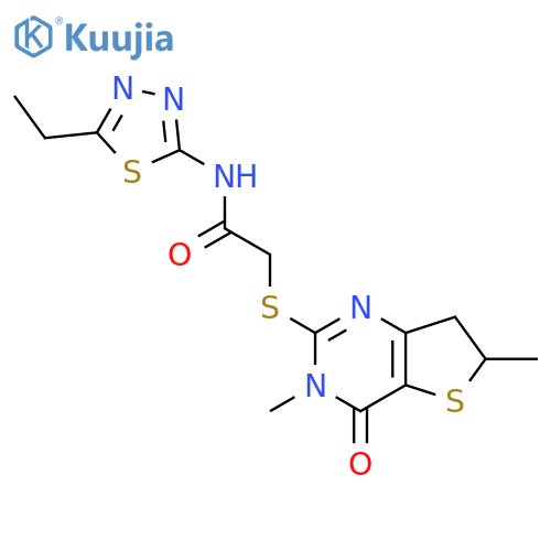 2-({3,6-dimethyl-4-oxo-3H,4H,6H,7H-thieno3,2-dpyrimidin-2-yl}sulfanyl)-N-(5-ethyl-1,3,4-thiadiazol-2-yl)acetamide structure