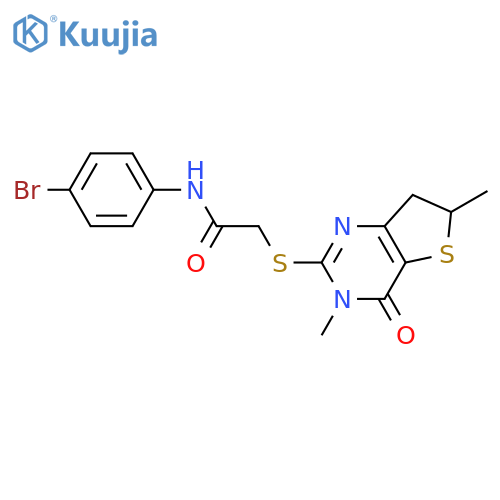 N-(4-bromophenyl)-2-({3,6-dimethyl-4-oxo-3H,4H,6H,7H-thieno3,2-dpyrimidin-2-yl}sulfanyl)acetamide structure