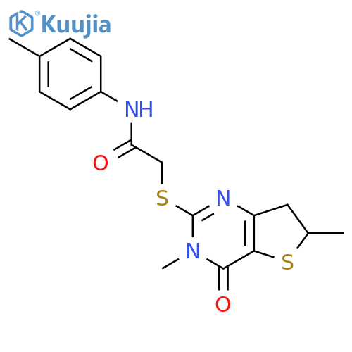 2-({3,6-dimethyl-4-oxo-3H,4H,6H,7H-thieno3,2-dpyrimidin-2-yl}sulfanyl)-N-(4-methylphenyl)acetamide structure