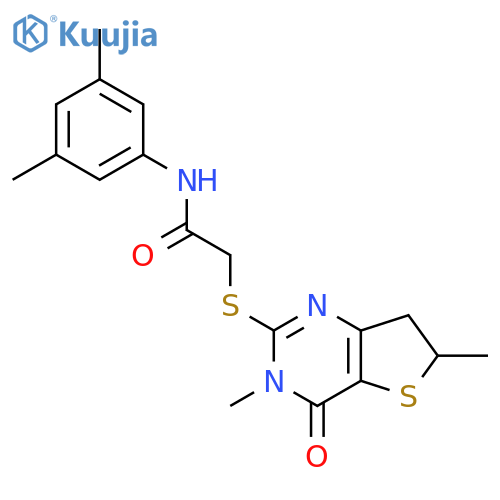2-({3,6-dimethyl-4-oxo-3H,4H,6H,7H-thieno3,2-dpyrimidin-2-yl}sulfanyl)-N-(3,5-dimethylphenyl)acetamide structure