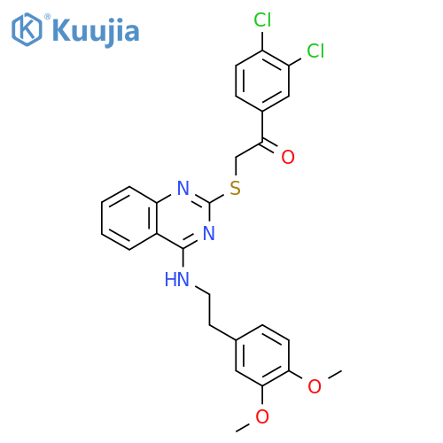 1-(3,4-dichlorophenyl)-2-(4-{2-(3,4-dimethoxyphenyl)ethylamino}quinazolin-2-yl)sulfanylethan-1-one structure