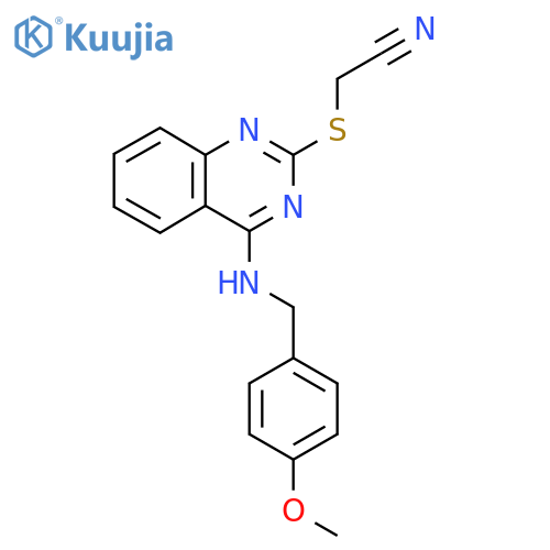 2-(4-{(4-methoxyphenyl)methylamino}quinazolin-2-yl)sulfanylacetonitrile structure