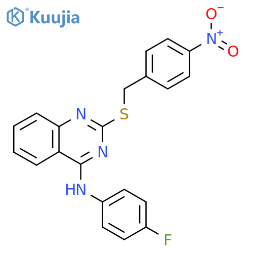 N-(4-fluorophenyl)-2-{[(4-nitrophenyl)methyl]sulfanyl}quinazolin-4-amine structure