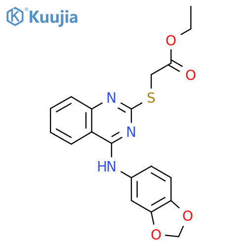 ethyl 2-({4-[(2H-1,3-benzodioxol-5-yl)amino]quinazolin-2-yl}sulfanyl)acetate structure