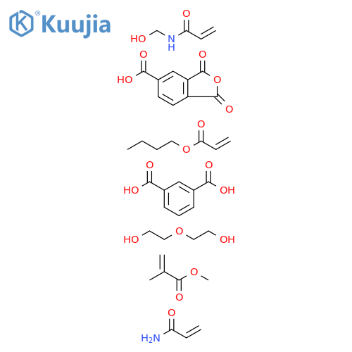 1,3-Benzenedicarboxylicacid,polymerwithbutyl2-propenoate,1,3-dihydro-1,3-dioxo-5-isobenzofurancarboxylicacid,N-(hydroxymethyl)-2-propenamide,methyl2-methyl-2-propenoate,2,2'-oxybis[ethanol]and2-propenamide,ammoniumsalt structure