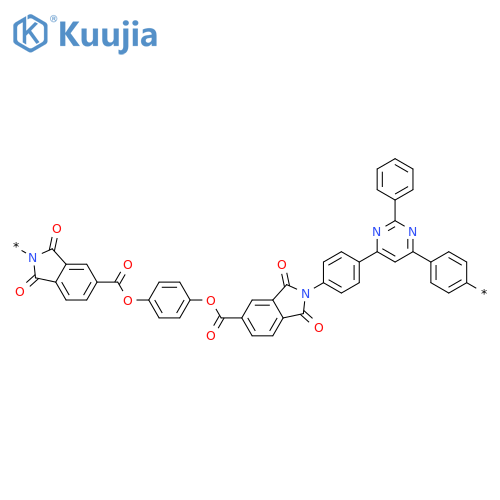Poly[(1,3-dihydro-1,3-dioxo-2H-isoindole-2,5-diyl)carbonyloxy-1,4-phenyleneoxycarbonyl(1,3-dihydro-1,3-dioxo-2H-isoindole-5,2-diyl)-1,4-phenylene(2-phenyl-4,6-pyrimidinediyl)-1,4-phenylene] structure