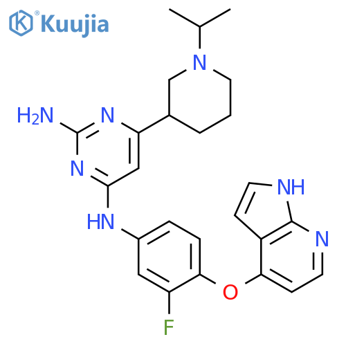2,4-PYRIMIDINEDIAMINE, N4-[3-FLUORO-4-(1H-PYRROLO[2,3-B]PYRIDIN-4-YLOXY)PHENYL]-6-[1-(1-METHYLETHYL)-3-PIPERIDINYL]- structure
