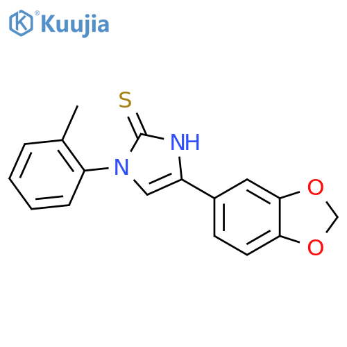 4-(2H-1,3-benzodioxol-5-yl)-1-(2-methylphenyl)-2,3-dihydro-1H-imidazole-2-thione structure