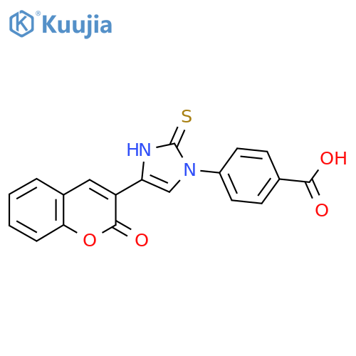 4-[4-(2-oxo-2H-chromen-3-yl)-2-sulfanylidene-2,3-dihydro-1H-imidazol-1-yl]benzoic acid structure