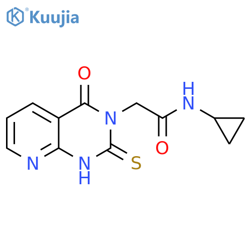 N-cyclopropyl-2-{4-oxo-2-sulfanylidene-1H,2H,3H,4H-pyrido2,3-dpyrimidin-3-yl}acetamide structure