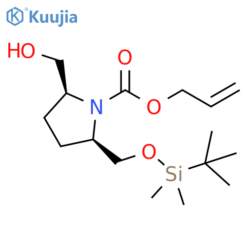 1-Pyrrolidinecarboxylic acid,2-[[[(1,1-dimethylethyl)dimethylsilyl]oxy]methyl]-5-(hydroxymethyl)-,2-propenyl ester, (2R,5S)-rel- structure