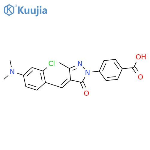 4-[(4Z)-4-{[2-chloro-4-(dimethylamino)phenyl]methylidene}-3-methyl-5-oxo-4,5-dihydro-1H-pyrazol-1-yl]benzoic acid structure