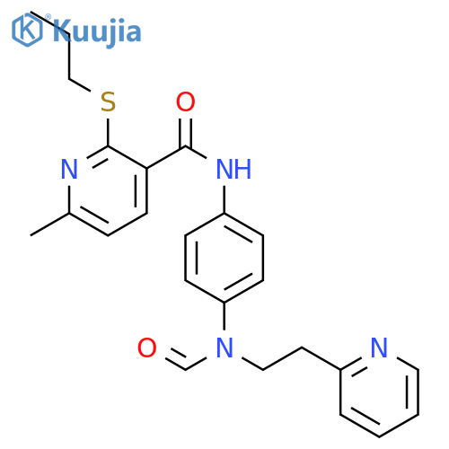 3-Pyridinecarboxamide,N-[4-[formyl[2-(2-pyridinyl)ethyl]amino]phenyl]-6-methyl-2-(propylthio)- structure